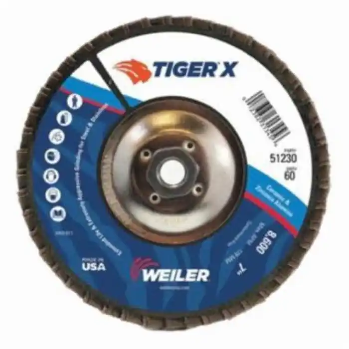 Weiler 51223 Tiger X Coated Abrasive Flap Disc 4-1/2 in 40 Grit