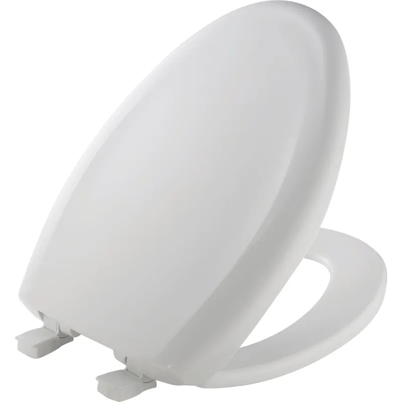 Mayfair 187SLOW-000 Elongated Closed Front Premium Sweptback Slow-Close White Plastic Toilet Seat