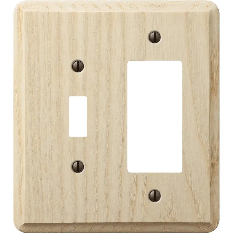 Amerelle 401TR 2-Gang Solid Ash Single Toggle/Rocker Outlet Wall Plate Unfinished Ash