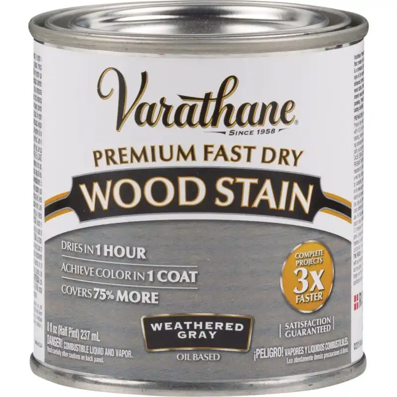 Varathane 269398 Fast Dry Weathered Gray Urethane Modified Alkyd Interior Wood Stain 1/2 Pt.