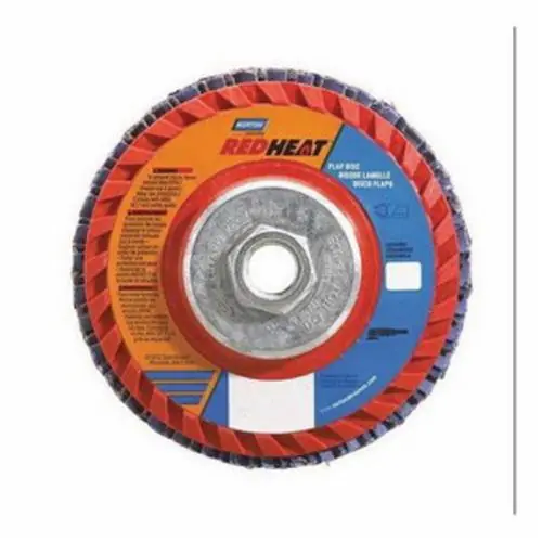 Norton Co. 63642536147 Red Heat R961 Ceramic Alumina Extra Coarse Grit Arbor Thread Plastic Flat Flap Disc