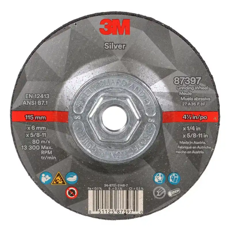 3M 7100245024 Silver Depressed Center Grinding Wheel T27 Quick Change 4-1/2