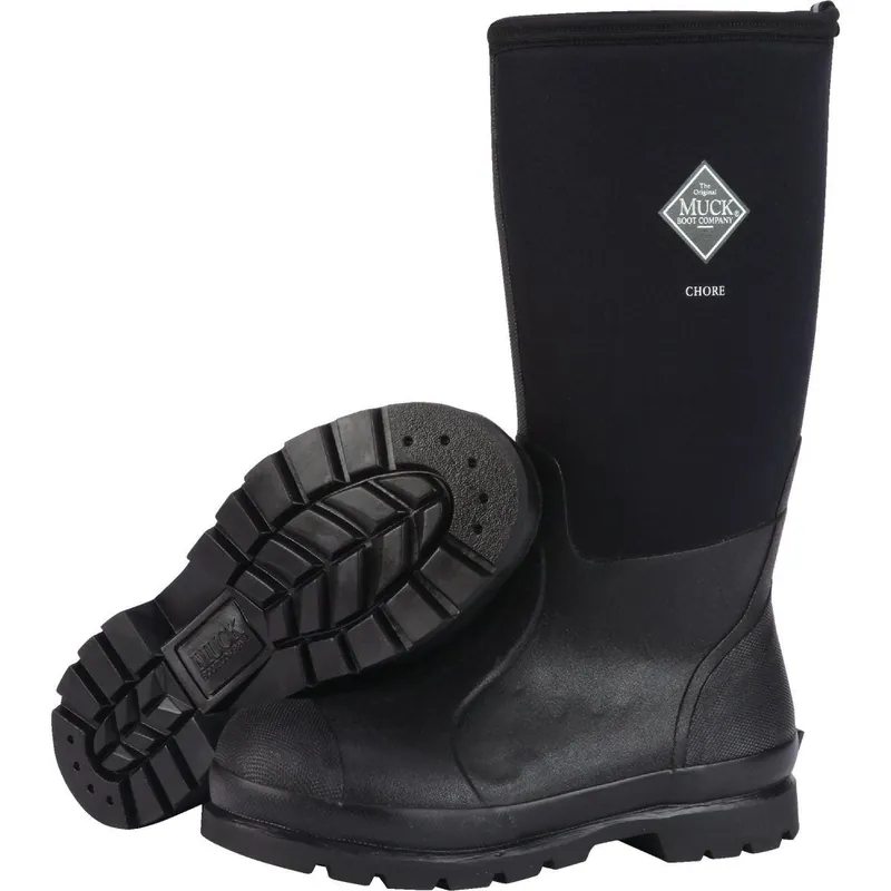 Muck Boot Co CHH000-10 Muck Chore Classic Hi Men's Size 10 Black Plain Toe Rubber Work Boot