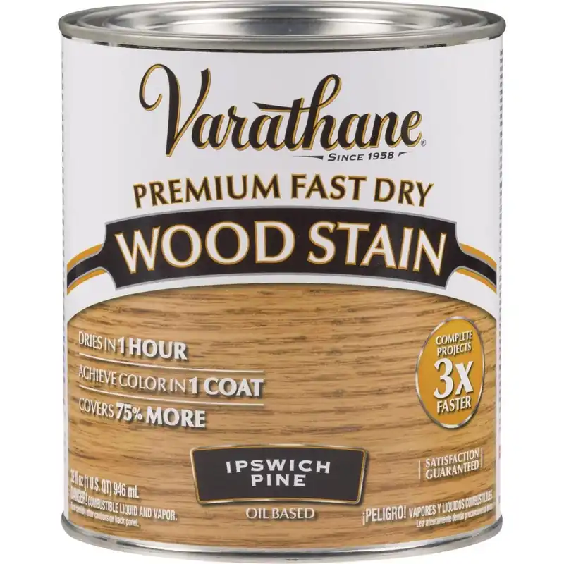 Varathane 262012 Fast Dry Ipswich Pine Urethane Modified Alkyd Interior Wood Stain 1 Qt.