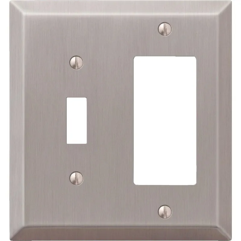 Amerelle 163TRBN 2-Gang Stamped Steel Single Toggle/Rocker Wall Plate
