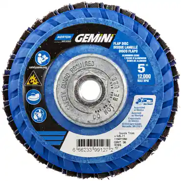 Norton 66623399002 Gemini Zirconia Alumina Coarse Grit Arbor Thread Plastic Flat Flap Disc