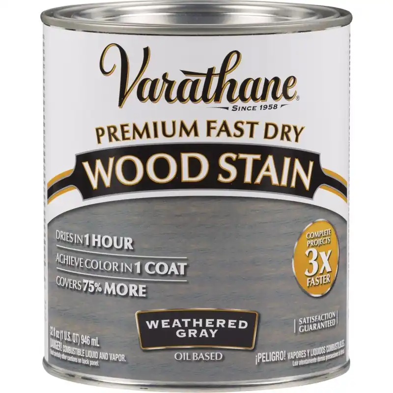 Varathane 269394 Fast Dry Weathered Gray Urethane Modified Alkyd Interior Wood Stain 1 Qt.
