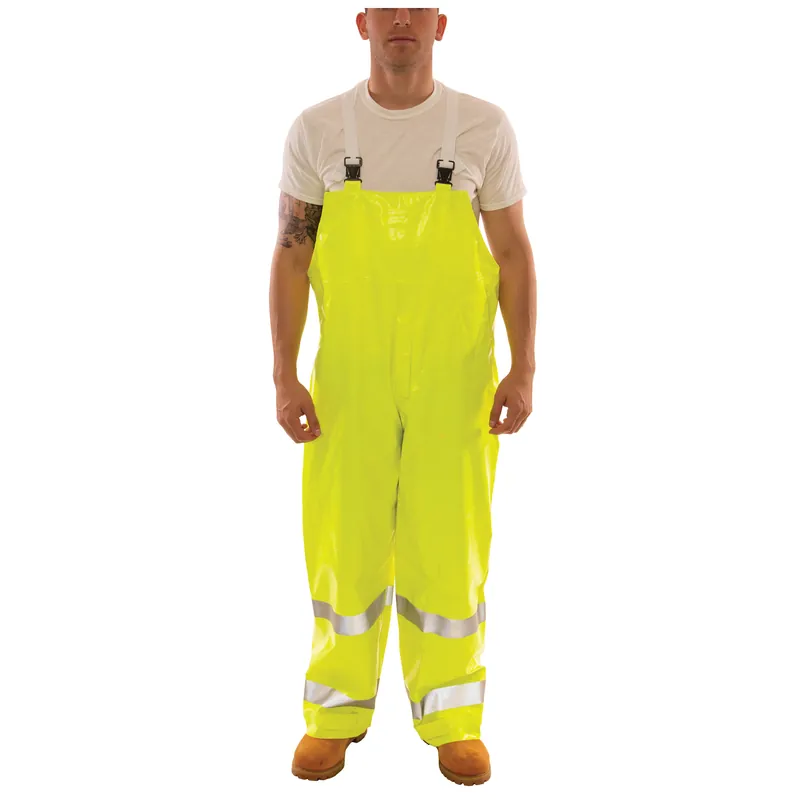 Tingley O53122.3X Comfort-Brite Rain Bib Overall, Men's, 3XL, Hi-Viz Yellow/Green, PVC/Polyester