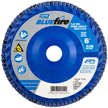 Norton 66623399152 BlueFire Zirconia Alumina Extra Coarse Grit Center Mount Plastic Flat Flap Disc