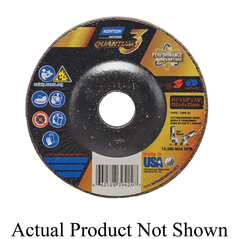 Norton 66252839424 Quantum3 SG Type 27 Grinding and Cutting Wheel