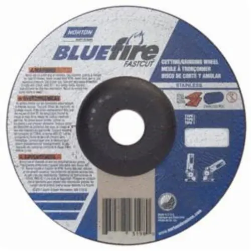 Norton 66252843198 BlueFire INOX/SS Zirconia Alumina Type 27 Grinding and Cutting Wheel