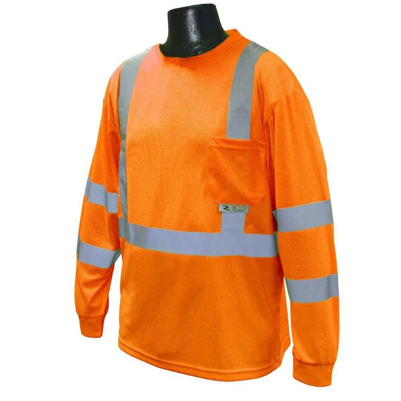 Radians ST21-3POS-XL Radwear XL Size Polyester Class 3 Long Sleeve T-Shirt in Hi-viz Orange
