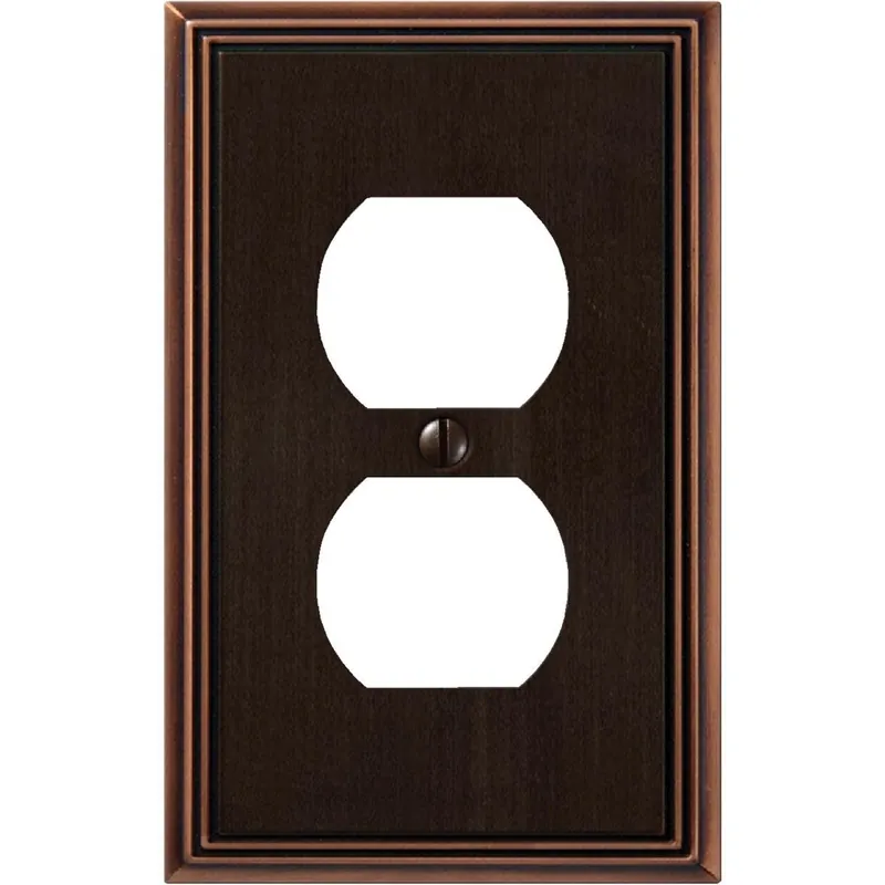 Amerelle 77DDB Metro Line 1-Gang Cast Metal Outlet Wall Plate