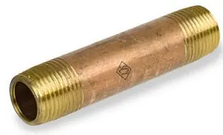 Smith-Cooper 86NI4001034C 1/8 x 3-1/2 MPT x MPT Schedule 40 Lead-Free Seamless Red Brass Nipple