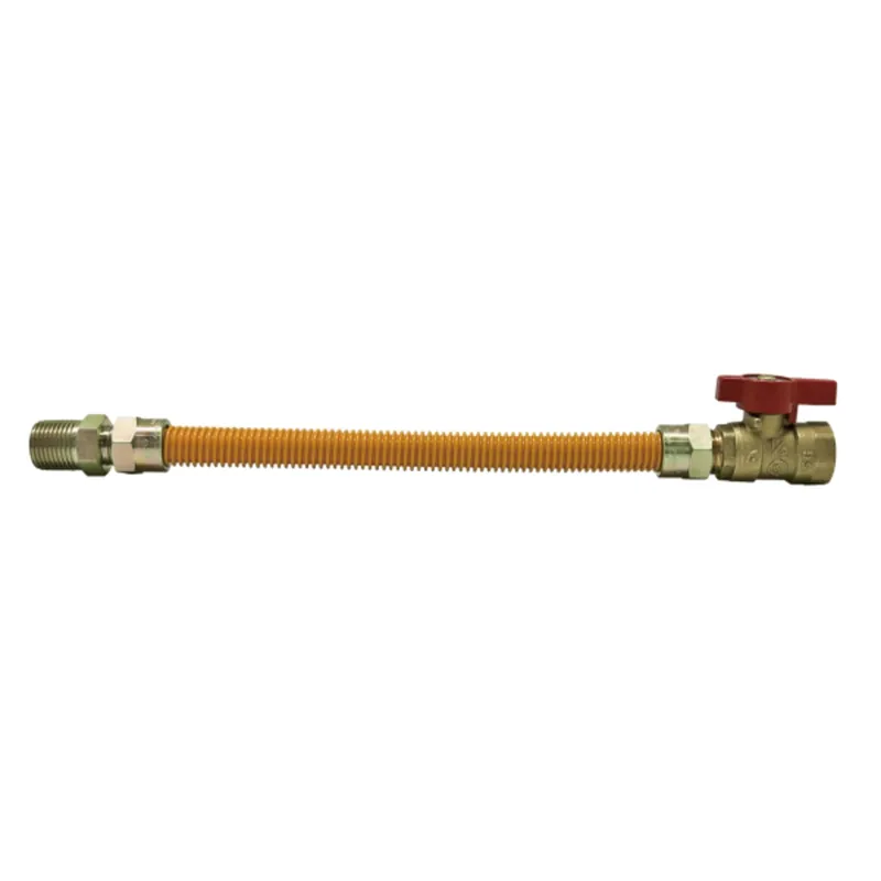 Easyflex EFGC-038-YE-1031-30 1/2 MIP x FIP(BV) - 30 Long Yellow Coated Gas Flex Connector