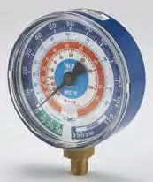 Ritchie Engineering 49236 3-1/4, 3-1/8 Blue Dial, R-410A, Steel, Dry Manifold Pressure Gauge