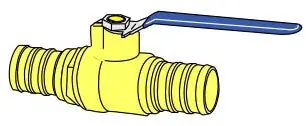 BMI 13354 1/2 x 1/2 PEX x PEX Lead-Free Brass Blue Lever Handle Straight Ball Valve