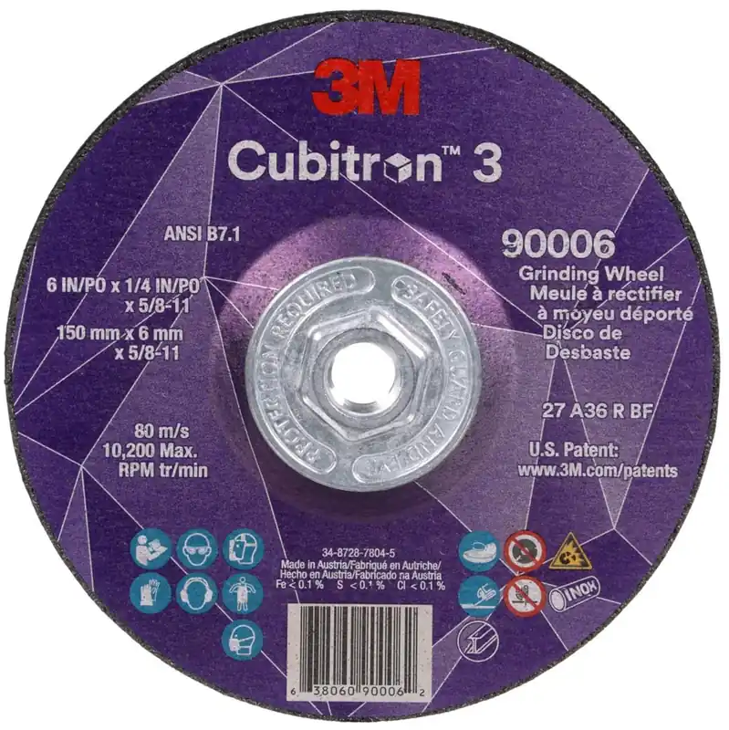 3M 7100312966 Cubitron 3 36+ Grit Ceramic Grain Type 27 Depressed Center Grinding Wheel