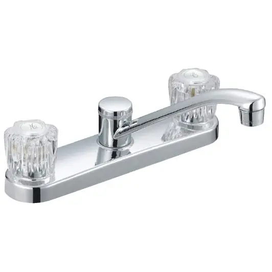 Luxury Line 222-403BW Acrylic Crystal 2-Handle Kitchen Faucet, Chrome