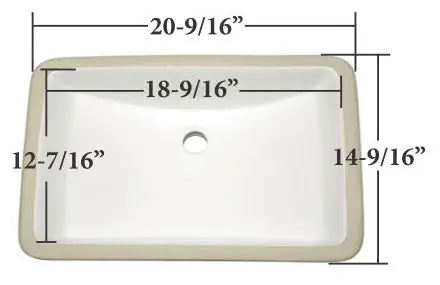 HydraPro HPRUL2114 Bathroom Sink White Undermount (20-9/16 Inches x 14-9/16 Inches) Replacement MPN