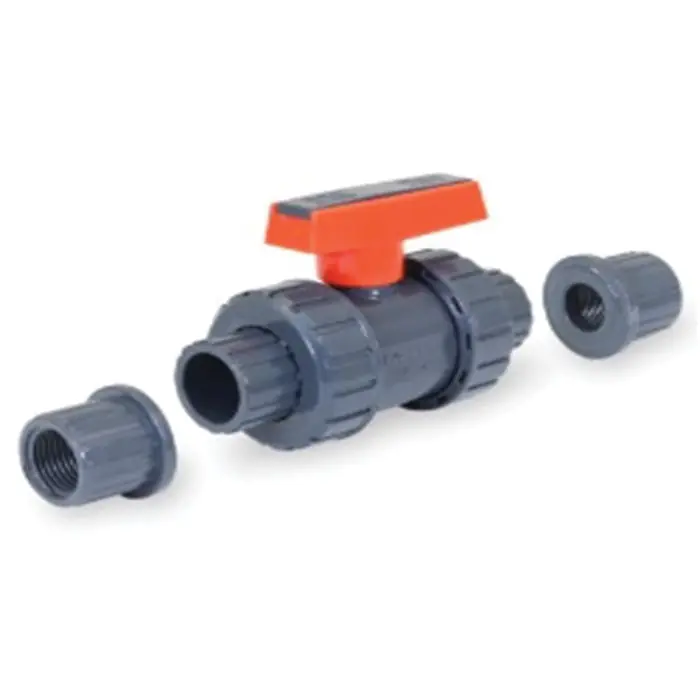 Everflow 280TS034 Schedule 80 PVC True Union Ball Valve, With EPDM O-Rings, 150 PSI, Gray, Threaded and Solvent Connections Included, 3/4