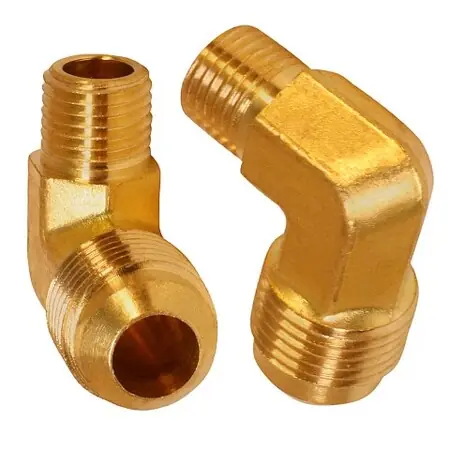Everflow F49R-1418 1/4 Inch Flare x 1/8 Inch MIP Reducing 90 Degree Elbow Pipe Fitting Brass
