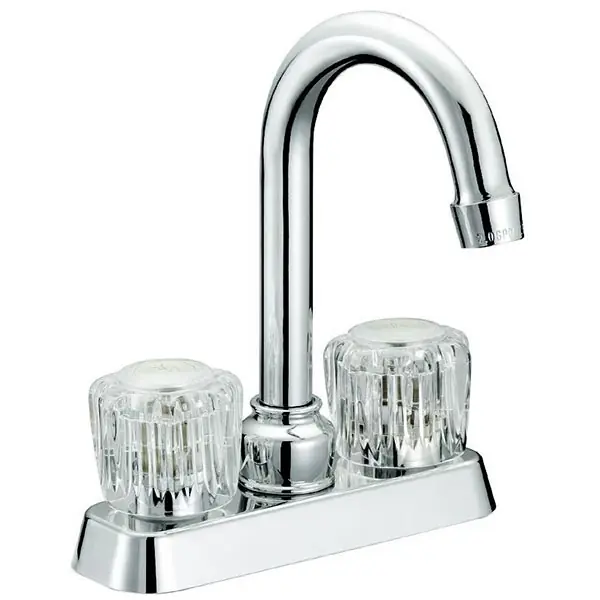 B&K 222-433BW Bar Faucet, Two Acrylic Round Handles, Square Base, Chrome