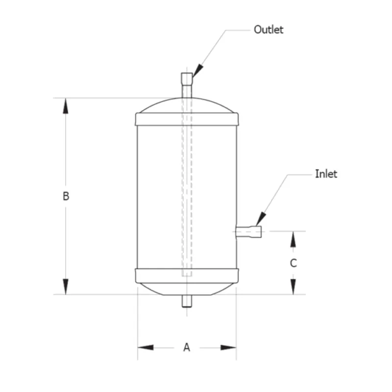 Refrigeration Research 5723 Receiver 3/8 Sweat x 3/8 Sweat 7 Pound Pump Down Capacity Conventional without Valve