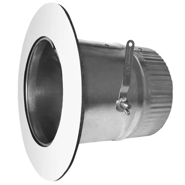 Cody Company 536P286 ATD 6-in Galvanized Duct Take Off Start Collar and Gasket with Damper, 26 Gauge