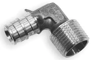Uponor Q4125050 1/2 x 1/2 ProPEX x MPT 150 PSI Lead-Free Brass Straight 90D Elbow