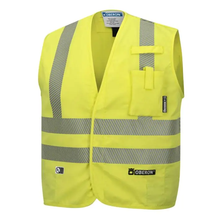 Oberon ZFA106-L FR/Arc-Rated Safety Vest Large Hi-Vis Yellow/Silver