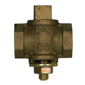 McDonald 100BRFHGC 1 Brass Flat Tee HD Gas Stop W/Check