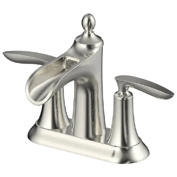 Luxury Line 192-6435 Cheyenne Two Handle Bathroom Faucet with Brass Pop-Up Drain, Brushed Nickel
