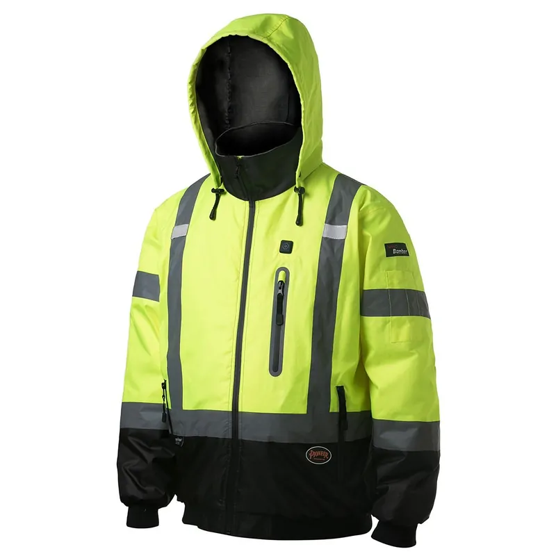 Pioneer V1210160U-4XL Heated Safety Nano Bomber Jacket, ANSI Class 3, Hi-Vis Yellow, 4XL