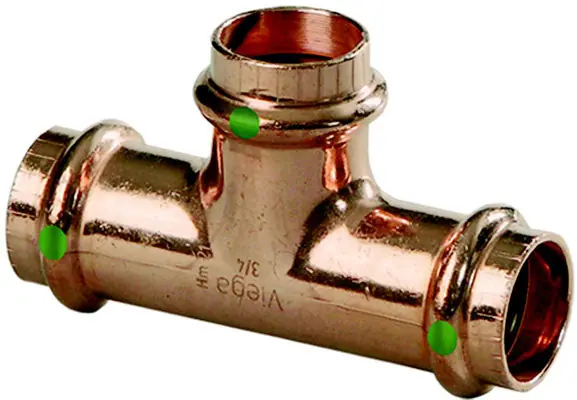 Viega CPT114X12 ProPress Tee, 1-1/4 x 1-1/4 x 1/2 in