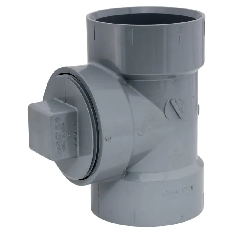 Charlotte Pipe AW-444XC_3IN 3 Cleanout Tee - Hub x Hub x FIP ABS