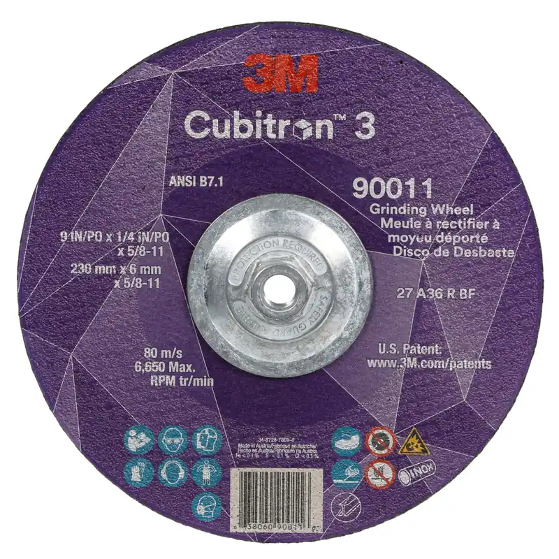 3M 7100312964 Cubitron 3 Depressed Center Grinding Wheel 9 X 1/4 X 5/8-11 36+