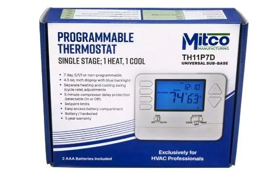 Mitco TH11P7D Programmable Thermostat 5/1/1 1 Heat/1 Cool