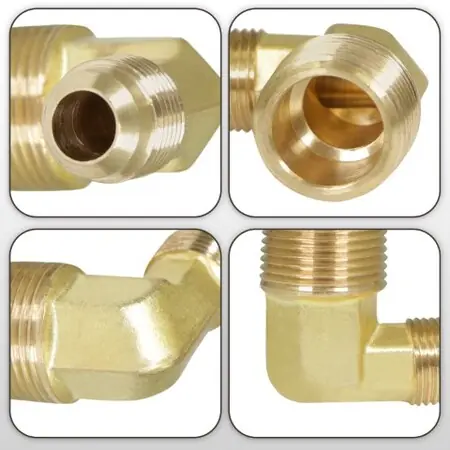 Everflow F49R-1438 1/4 Inch Flare x 3/8 Inch MIP Reducing 90 Degree Elbow Pipe Fitting Brass