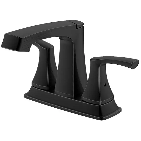 Luxury Line 192-7147 Presley Two Handle Bathroom Faucet with Brass Pop-Up Drain, Matte Black