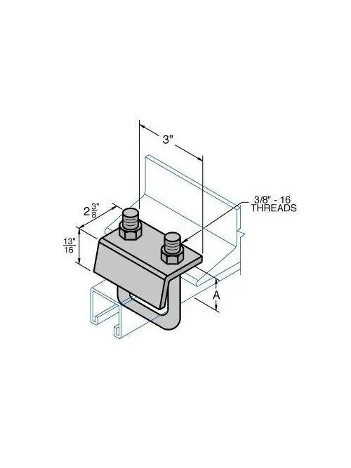 Haydon 73605B U-Bolt Beam Clamp, 1/4 in THK Flange, Carbon Steel