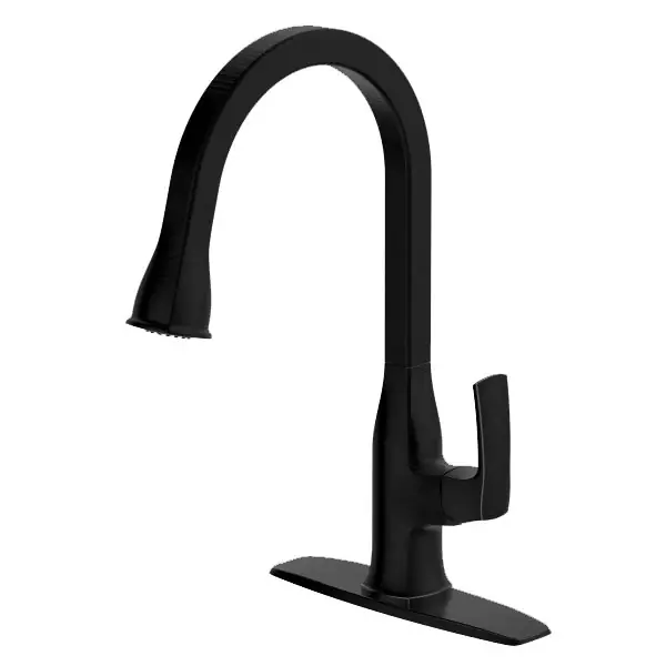 Luxury Line 192-7157 Presley Single Handle Pull Down Kitchen Faucet, Matte Black