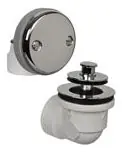 AB&A 62062 3-3/8 Chrome Plated PVC 2-Hole Half Kit with Brass Turn Top Stopper/Strainer