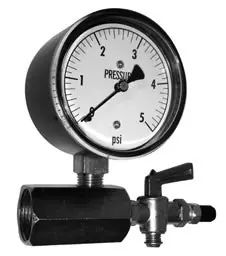 Intermatic BRGT-5 PASCO Sure Grip BRGT-5 T Low Pressure Air Test Gauge Assembly With Body and Air Valve, 5 psi