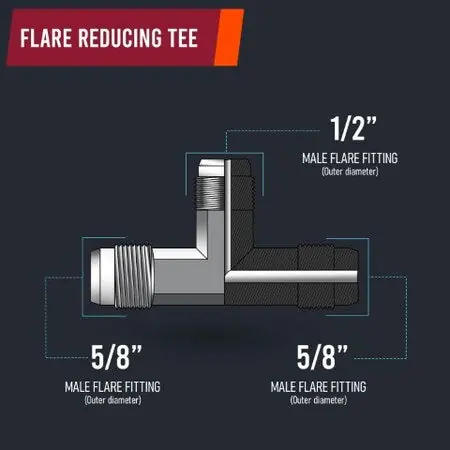 Everflow F44R-585812 Brass Flare Reducing Tee Pipe Fitting 5/8 x 1/2 Inch