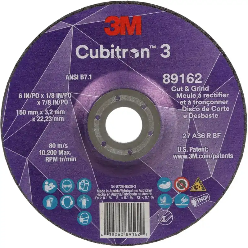 3M 7100313586 Cubitron 3 Cut and Grind Wheel 36+ (6 x 1/8 x 7/8)