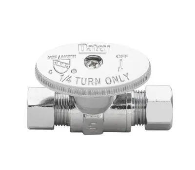 OATEY 4754PCLF 3/8 in. Comp 1/4 Turn Straight Stop Valve, Chrome, Lead Free