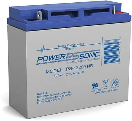 Power Sonic PS-12200NBH PS Series 12V, 20Ah Rechargeable SLA Battery, NB2 Terminals