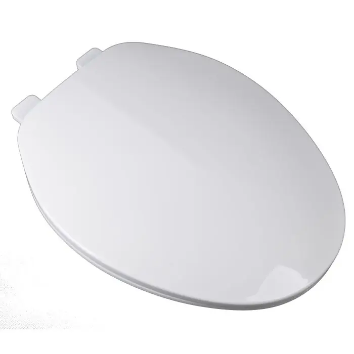 BathDecor 2F1E3-00 Toilet Seat with Cover, Elongated, Closed Front, Standard Close, White, Plastic, 18 inch