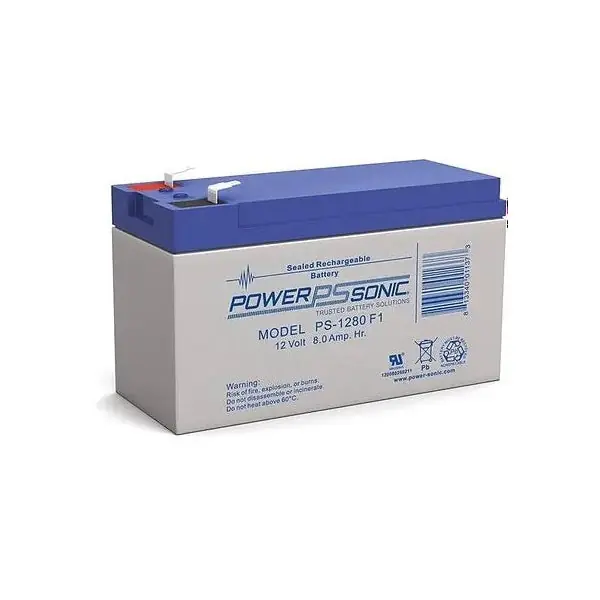 Power Sonic PS-1280 PS Series 12V, 8Ah General Purpose Rechargeable SLA Battery, F1 Terminals